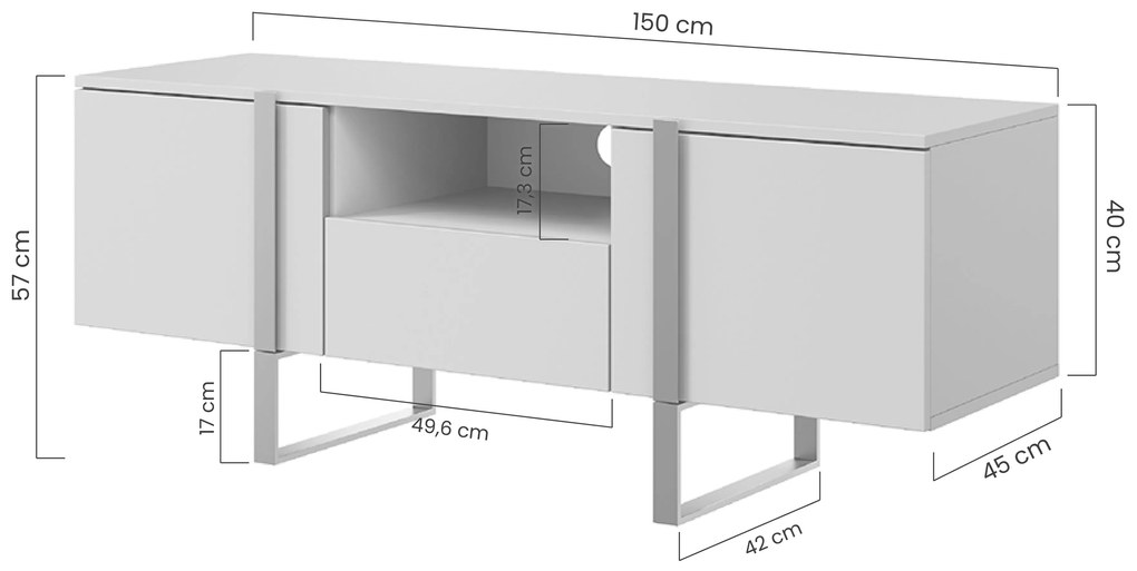 TV stolík Verica s otvorenou policou 150 cm - dub piškótový / čierne nožičky