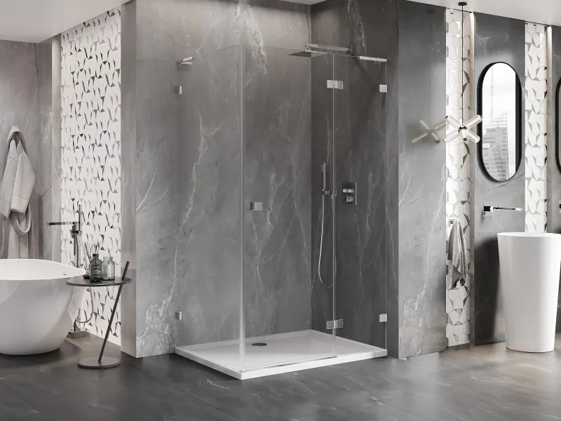 Mexen Lunar L, pravý výklopný sprchový kút 70 x 80 cm, číre sklo, chrómový profil, 834L-070-080-01-00-P