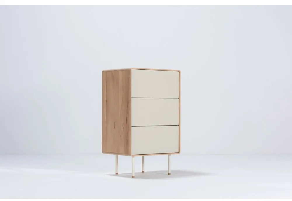 Vysoká komoda z dubového dreva v bielo-prírodnej farbe 60x100 cm Fina – Gazzda