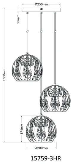 Globo 15759-3HR - Luster na lanku MIKA 3xE27/40W/230V pr. 41 cm
