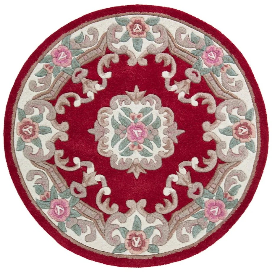 Červený vlnený koberec Flair Rugs Aubusson, ⌀ 120 cm