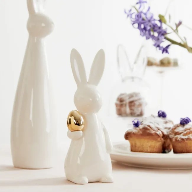 Veľkonočná dekorácia YAMI zajačik so zlatým vajíčkom 845159