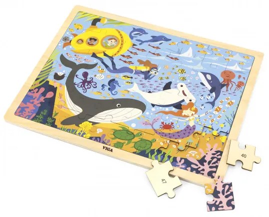 Puzzle na podstavci Viga 44583 48 dielikov - spoznávanie mora a jeho obyvateľov