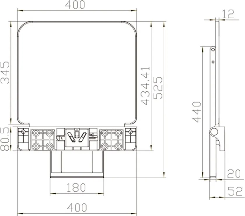 Mereo Sedátko do sprchy s podpornou nohou, duroplast, biele, MER-CSS121P