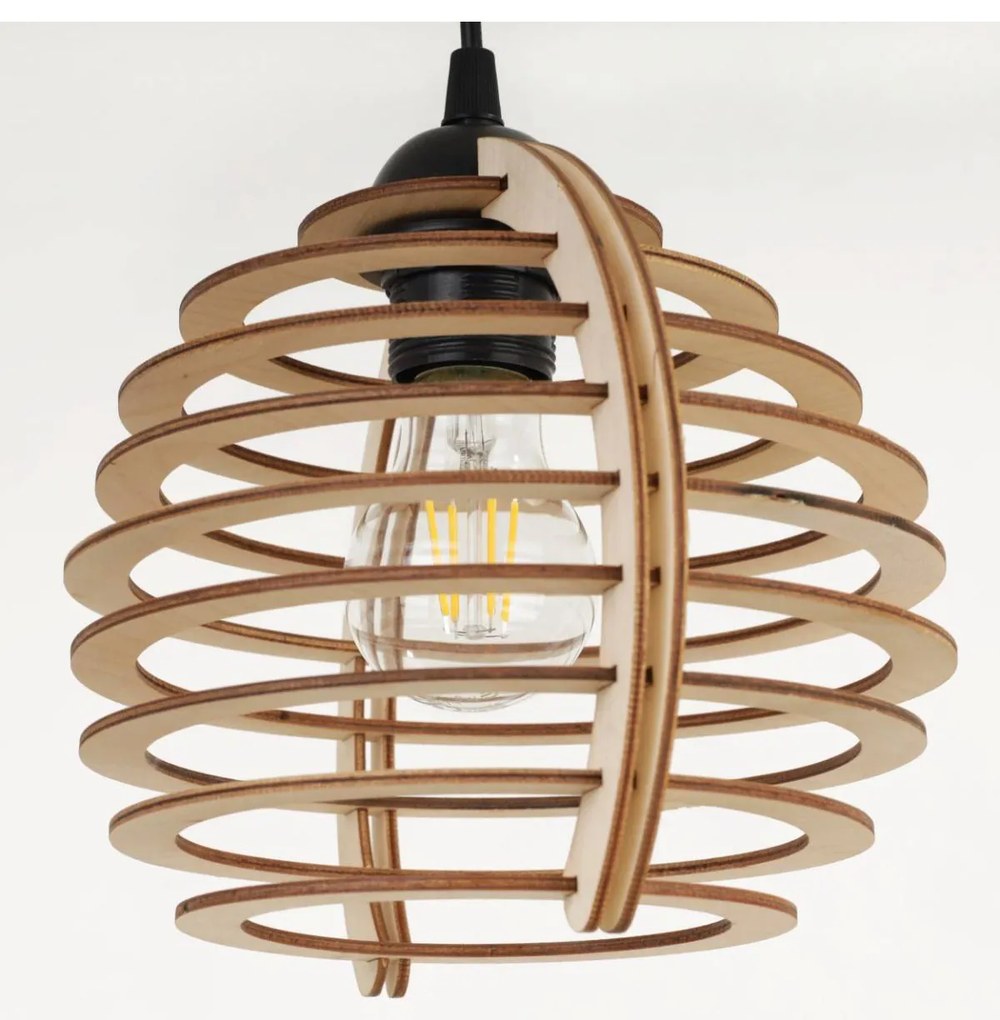 Závesné svietidlo Timber, 3x drevené tienidlo, n