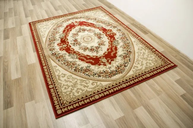 Koberec Super Rose 1898A ornament kvetinový, červený / krémový