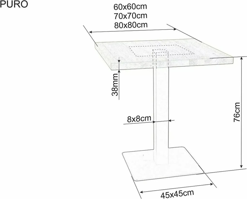 Jídelní stůl Puro 70 cm z masivu dub přírodní/černý