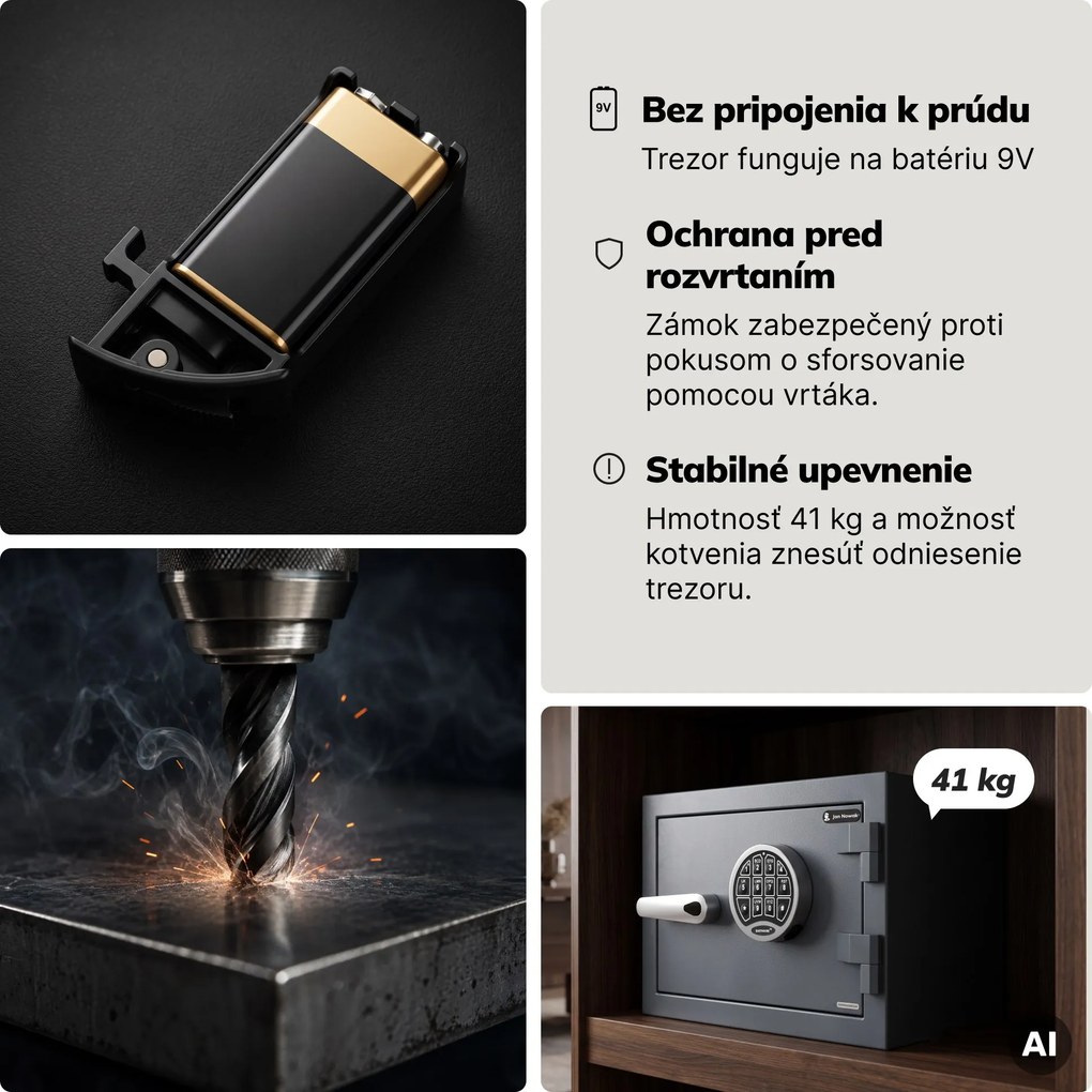Trezor S2 bezpečnostný, ohňovzdorný, elektronický na kód, na dokumenty, 400x280x340 mm: EDGAR