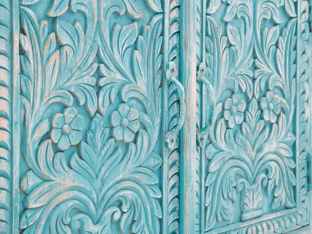 furniture-nabytek.cz - Masívna komoda Santa Cruz z mangového dreva, modrá, lakovaná