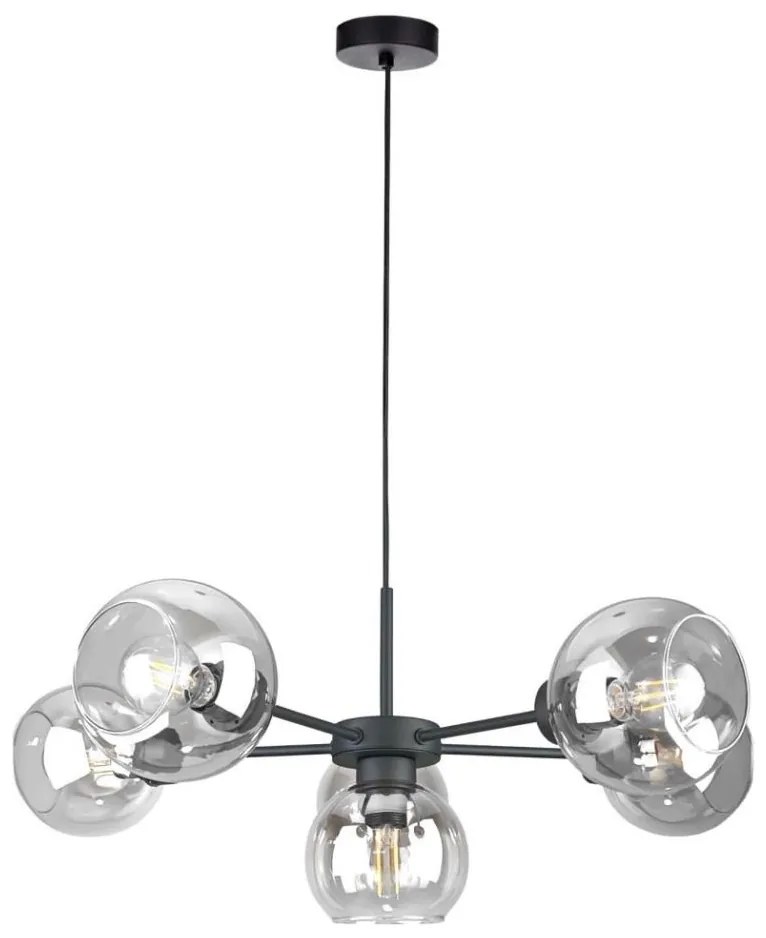 Luster na lanku KALIOPE 6xE27/60W/230V čierna/číra