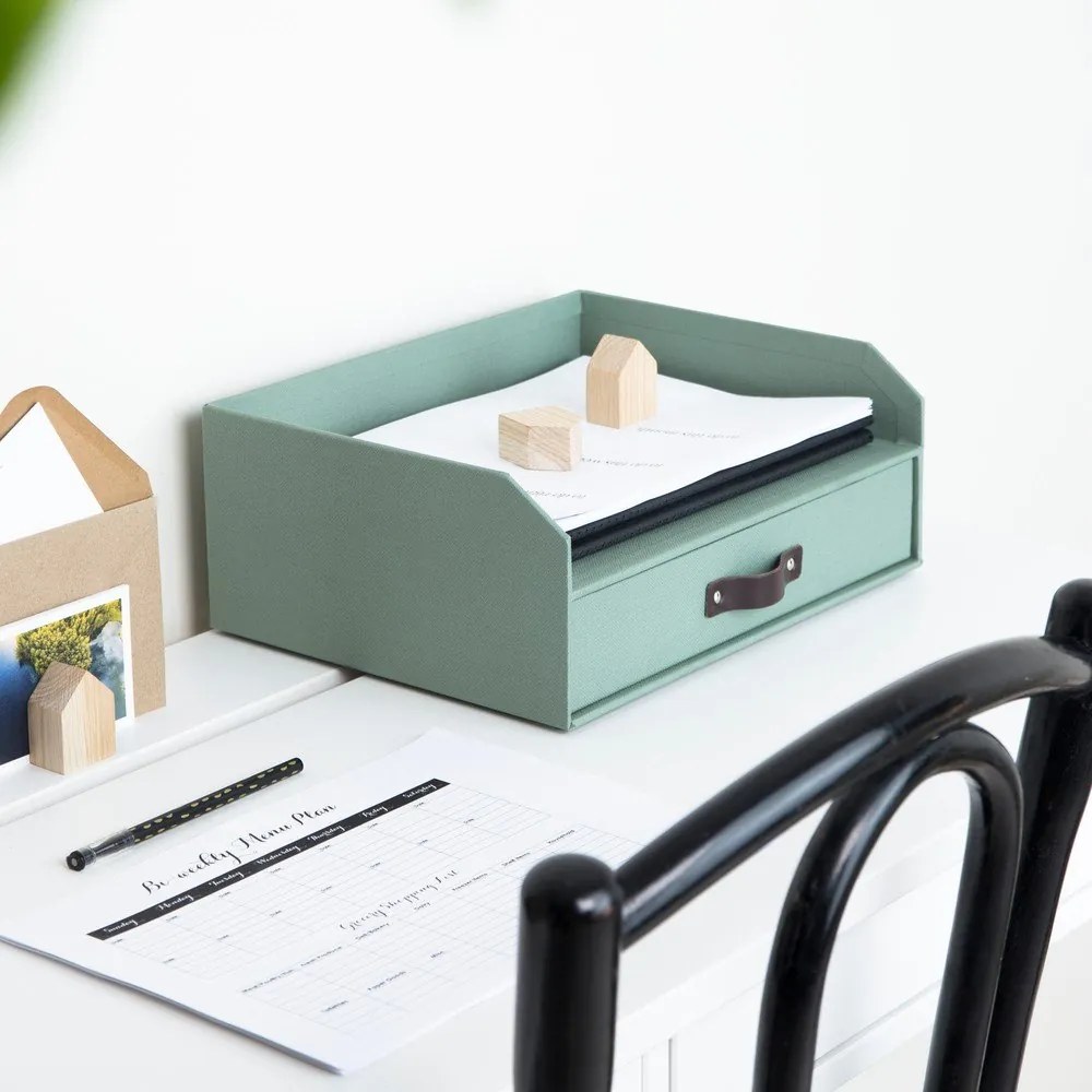 Zelený kartónový organizér do zásuvky/na dokumenty Walter Canvas Paper Laminate – Bigso