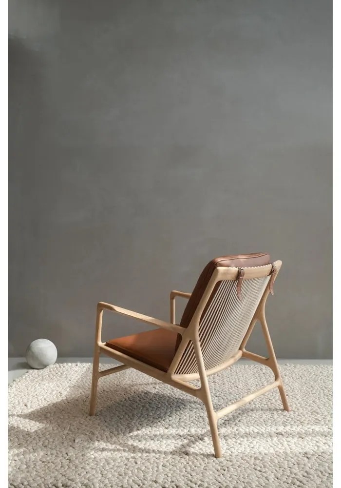 Kožené kreslo v hnedo-prírodnej farbe Dedo – Gazzda