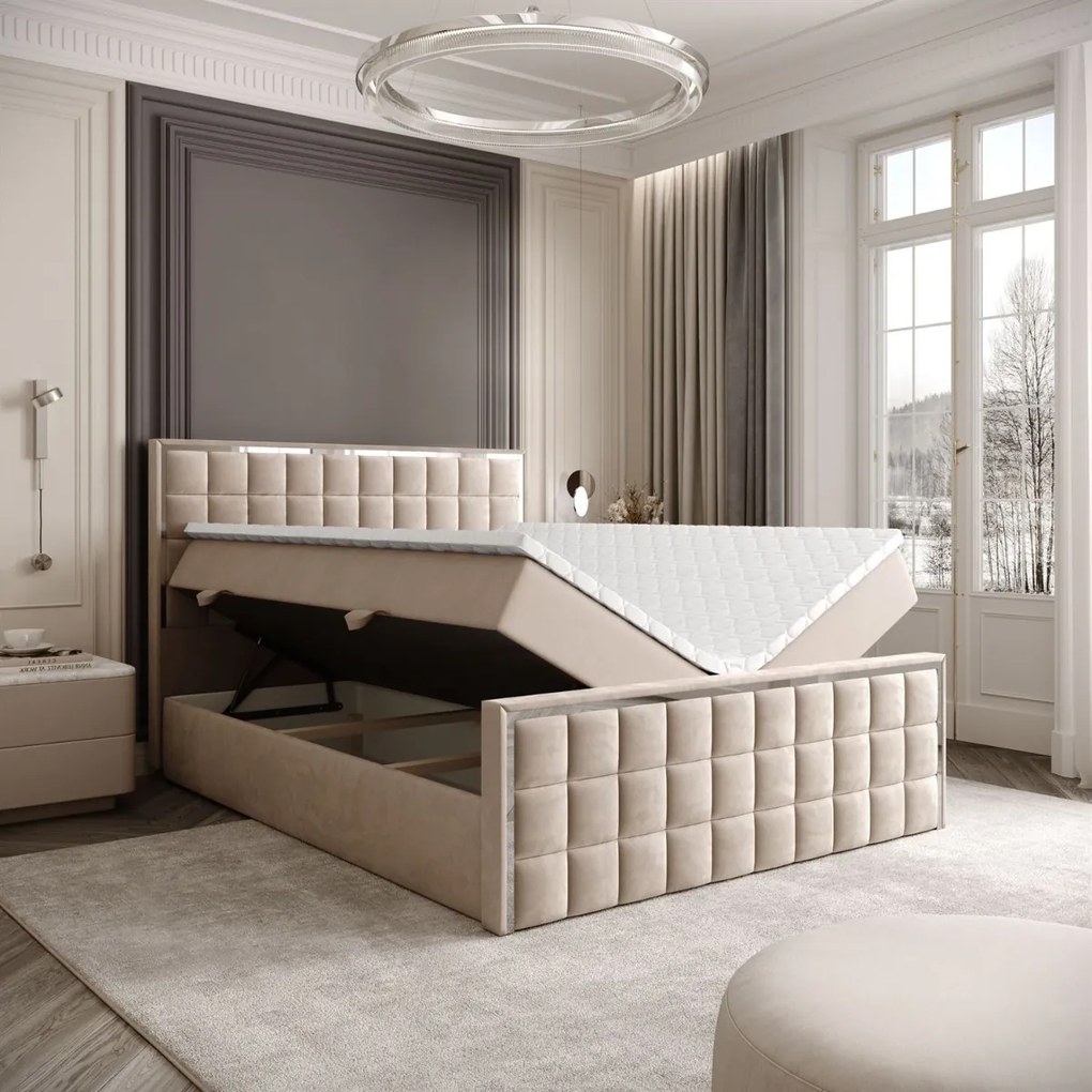 VYSOKÁ ČALÚNENÁ POSTEĽ NOEMI SILVER 160X200 ROYAL VELVET 170