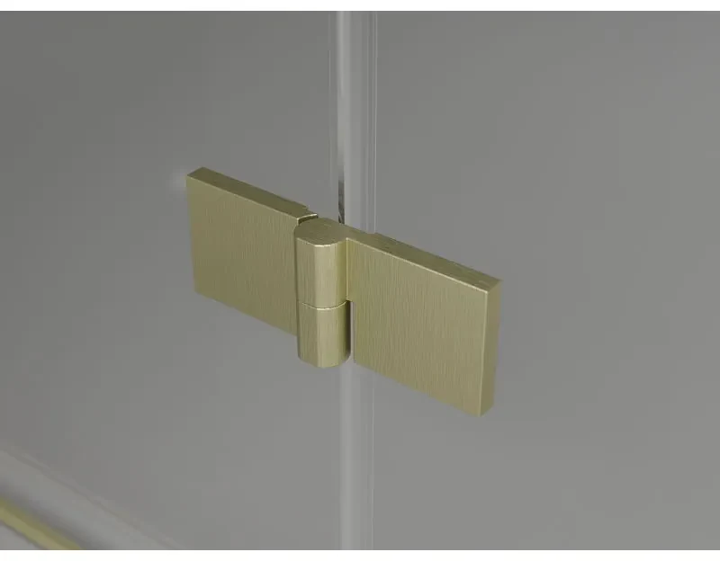 Mexen Lunar, L pravý výklopný päťuholníkový sprchový kút 100 x 80 cm, 8mm číre sklo, zlatý matný profil, 831L-100P-080L-55-00-P