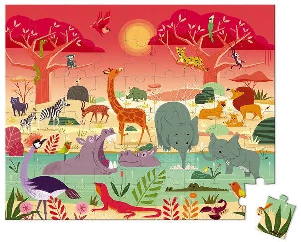 Janod Puzzle v kufríku 54ks: Savana