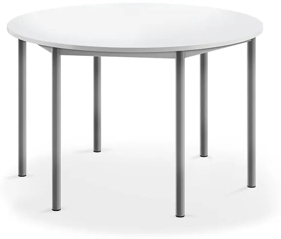 Stôl BORÅS, okrúhly, Ø1200x720 mm, laminát - biela, strieborná