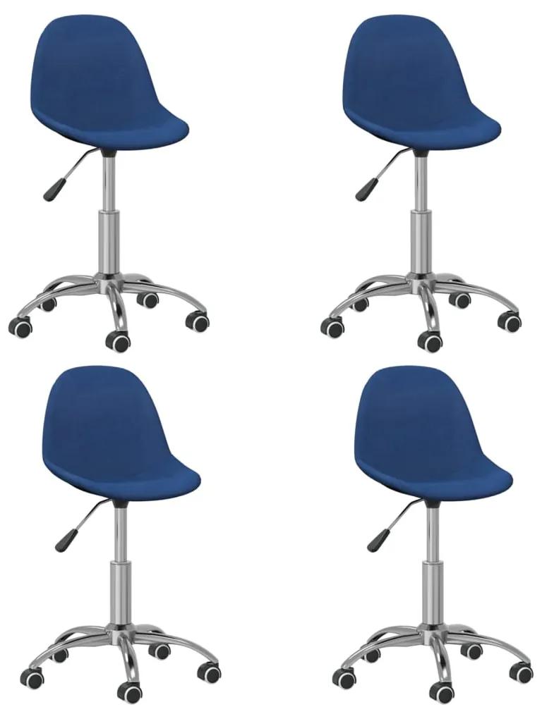 Otočné jedálenské stoličky 4 ks modré látkové 3085978