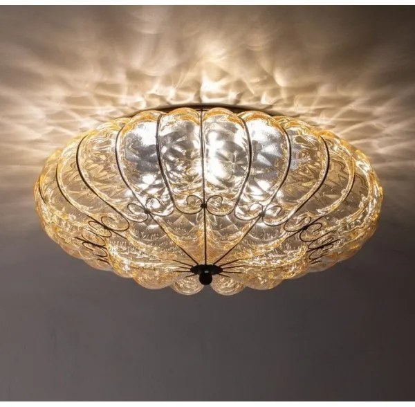 SIRU - Stropné svietidlo SOLE 3xE14/40W/230V pr. 31 cm béžová/chróm benátske sklo