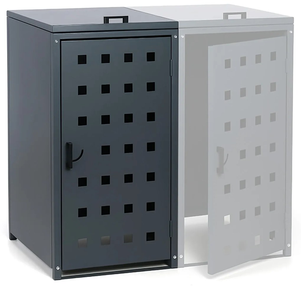 Prístrešok na popolnicu do objemu 240 l, 123,5 x 67 x 77,3 cm, prístavný, sivá