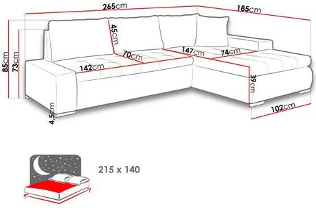 Rohová sedacia súprava Hesron  (svetlosivá). Vlastná spoľahlivá doprava až k Vám domov. 1122241