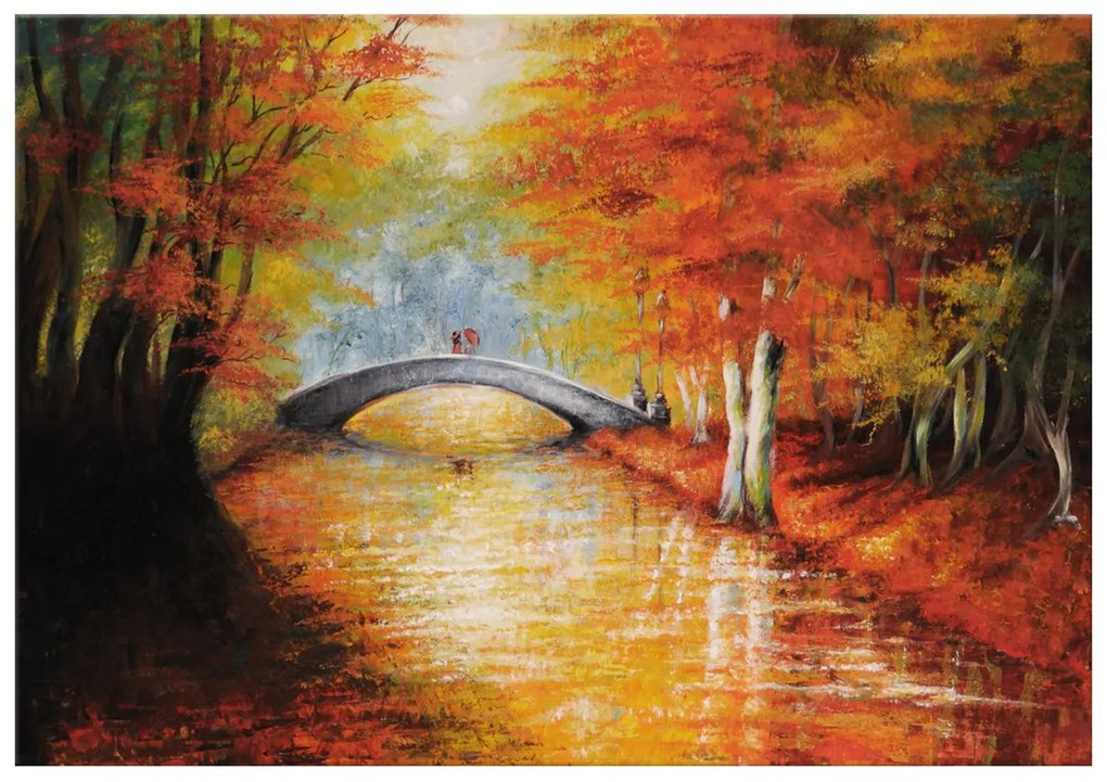 Gario Ručne maľovaný obraz Po jesennom moste Rozmery: 100 x 70 cm