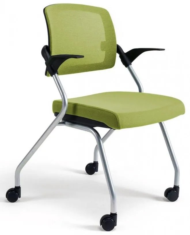 BESTUHL Konferenčná rokovacia stolička U20 BLACK zelená na kolieskách