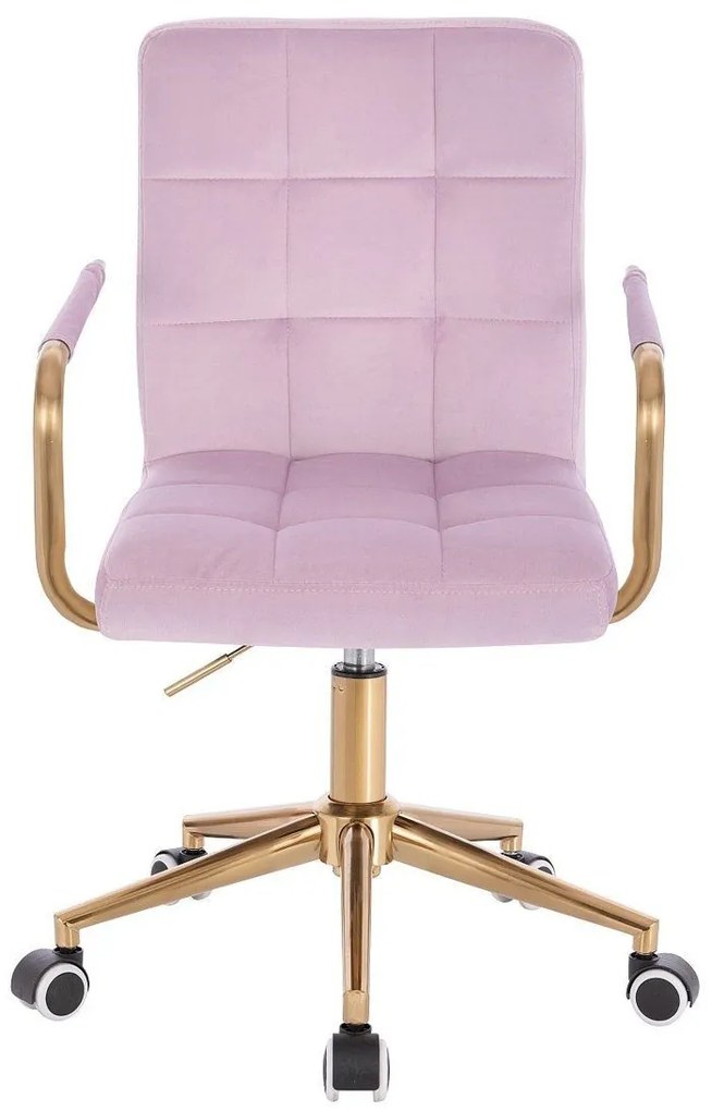 LuxuryForm DESIGN Stolička VERONA GOLD VELUR na zlatej základni s kolieskami - levanduľa