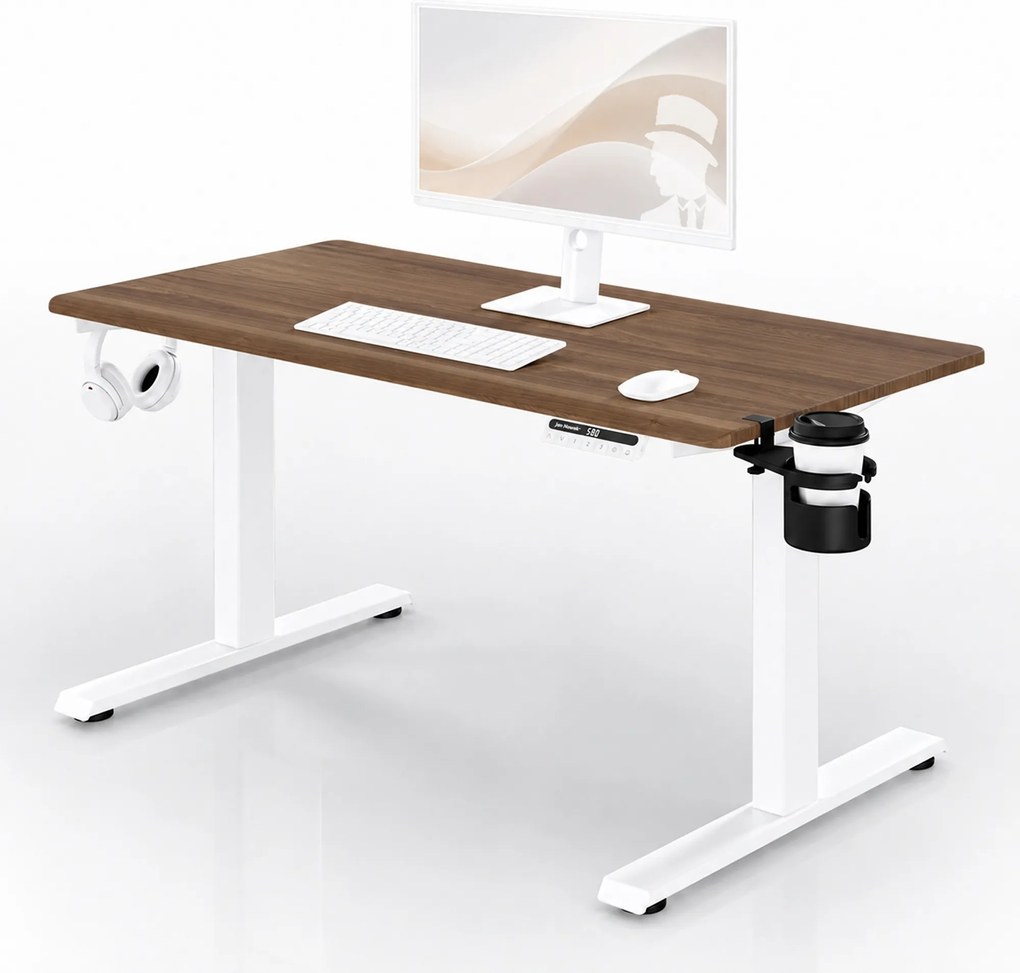 Elektrický stôl s nastaviteľnou výškou ergonomický biely/orech,1200x600 mm: ARIA
