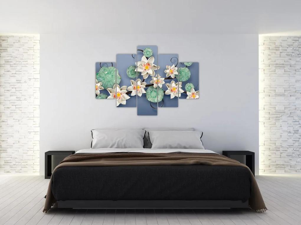 Kvety na modrom pozadí - obraz