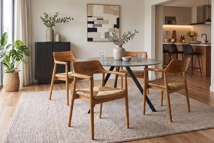 Dizajnová jedálenská stolička Ottoline teak / ratan