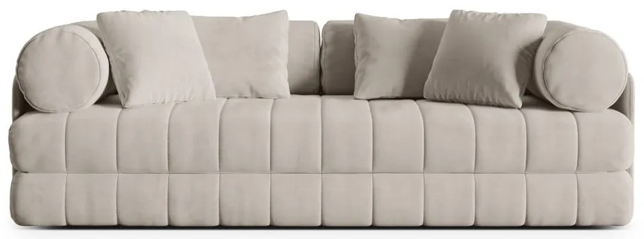 Béžová zamatová rozkladacia pohovka 206 cm Kemi – Cosmopolitan Design