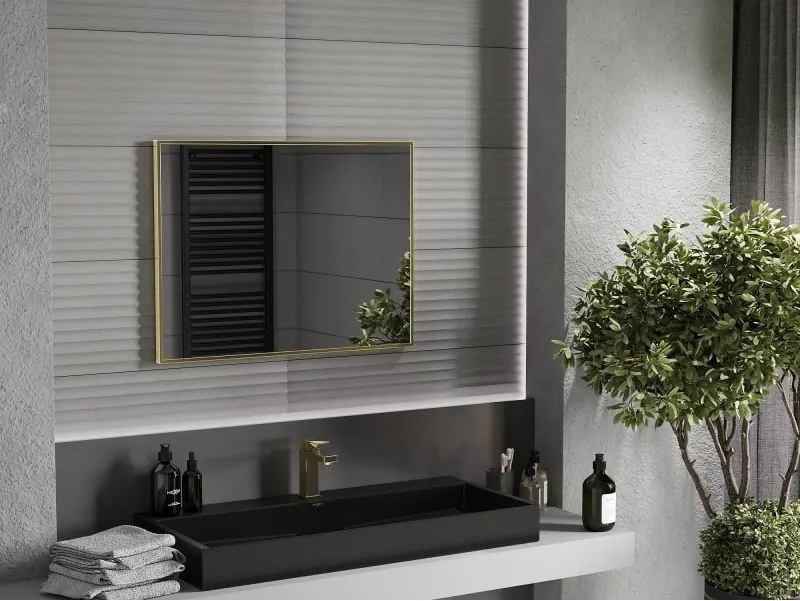 Mexen Loft kúpeľňové zrkadlo obdĺžnikové 80 x 60 cm, zlatý rám - 9852-080-060-000-50