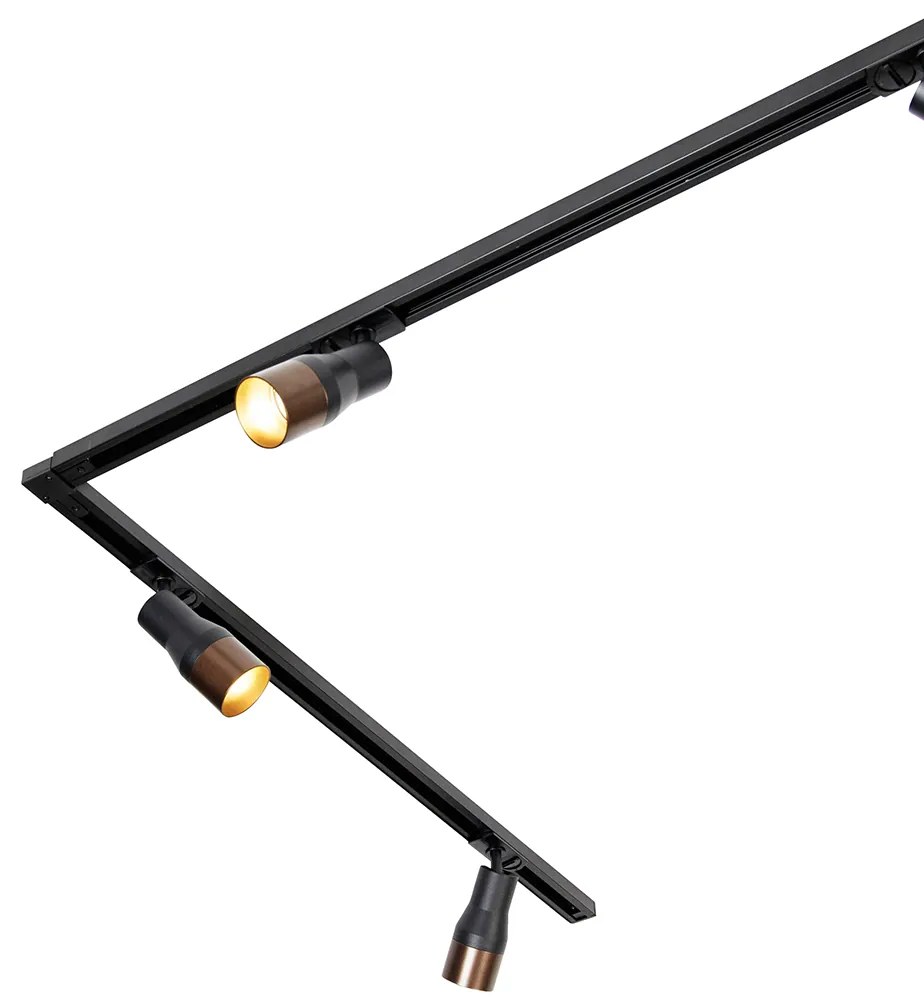 Moderný koľajnicový systém s 5 bodovými svetlami čierny s tmavým bronzom 1-fázový - Iconic Kohua