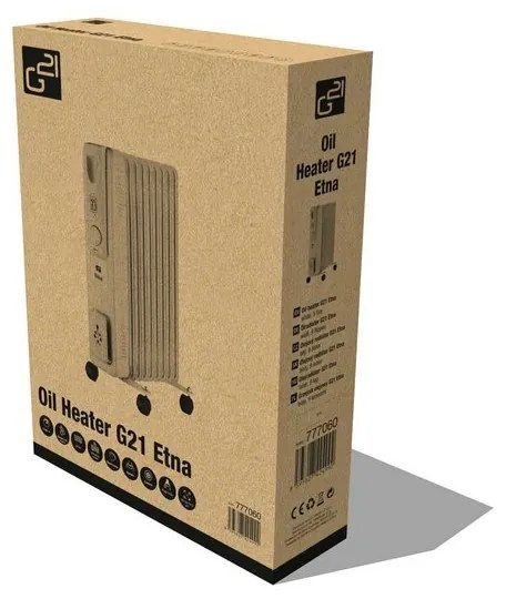 G21 Etna olejový radiátor, 9 rebier, 2000 W, biely