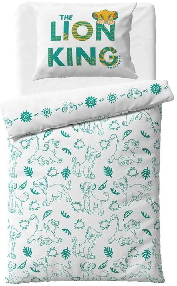 Obojstranné bavlnené posteľné obliečky Leví kráľ – motív Simba a Nala - 100% bavlna - 70 x 90 cm + 140 x 200 cm