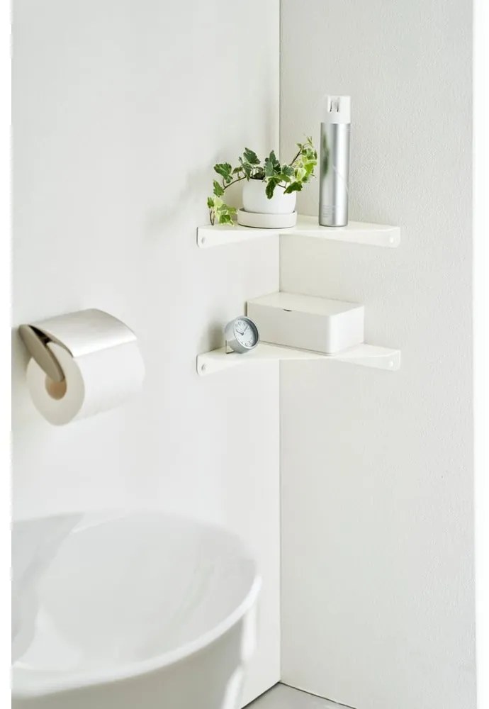 Biela rohová kovová polica 22 cm Tower – YAMAZAKI
