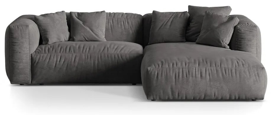 Sivá zamatová modulárna rohová pohovka (pravý roh/s leňoškou) Martina – Micadoni