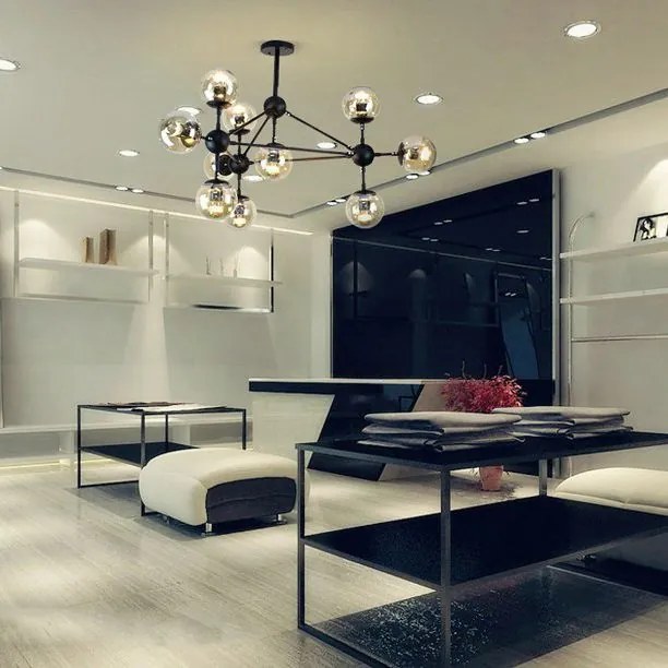 Toolight - Stropné svietidlo 8xE27 APP264-10C, čierna, OSW-00645