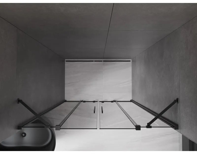 Mexen Velar Duo, posuvné sprchové dvere do otvoru 150 cm, 8mm šedé sklo, čierna matná, 871-150-000-42-70
