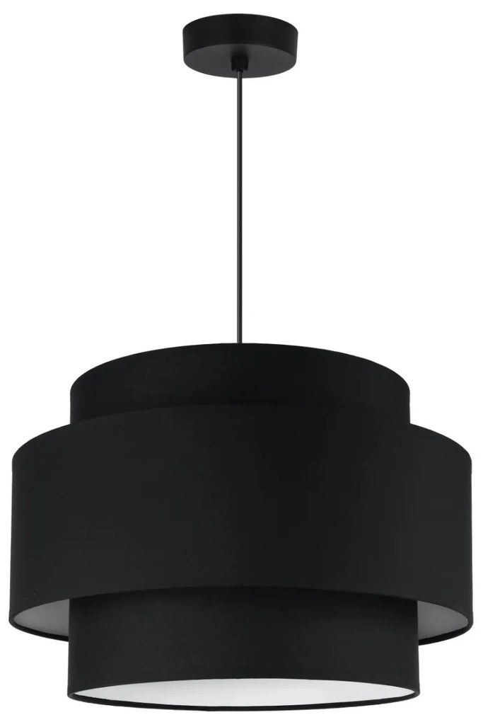 Závesné svietidlo Vienna, 1x čierne textilné tienidlo, (fi 40cm), b