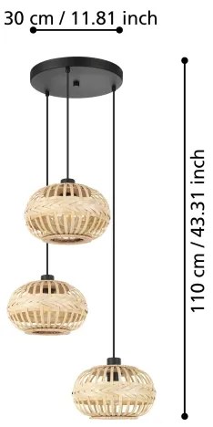 Eglo 43864 - Luster na lanku AMSFIELD 3xE27/40W/230V pr. 48 cm
