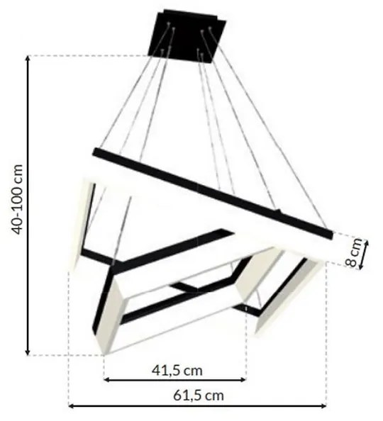 Závesné LED svietidlo Nero, 2x LED 80w, 4000k, b