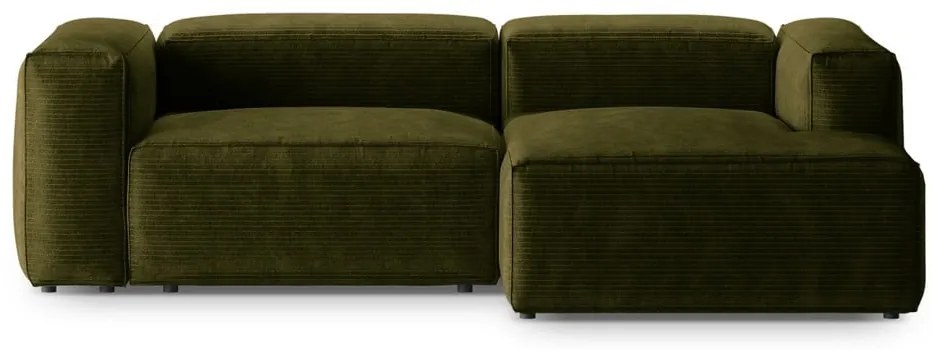 Zelená menčestrová rohová pohovka (pravý roh/s leňoškou) Bergano – Cosmopolitan Design