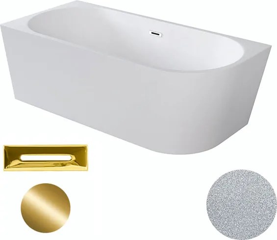 Besco Akrylátová voľne stojaca rohová vaňa Zoya Glam S 150x75 (170x80) biela/strieborná BESCO-Typ výpuste: Click-Clack s prepadom, chróm, BESCO-Rozme…