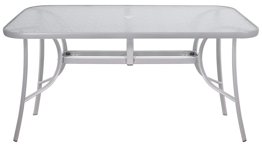 PreHouse Záhradný stôl 150cm: kov + sklo, šedý