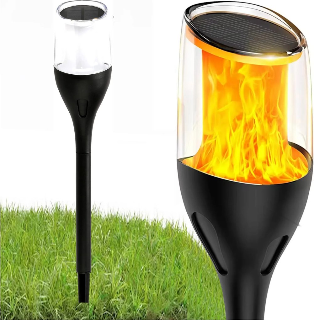 BERGE LED vonkajšia solárna lampa pochodeň - 65cm