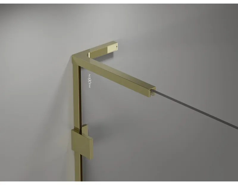 Mexen Lunar, L výklopný sprchový kút pravý 70 x 70 cm, 8mm číre sklo, zlatý profil, 834L-070-070-50-00-P