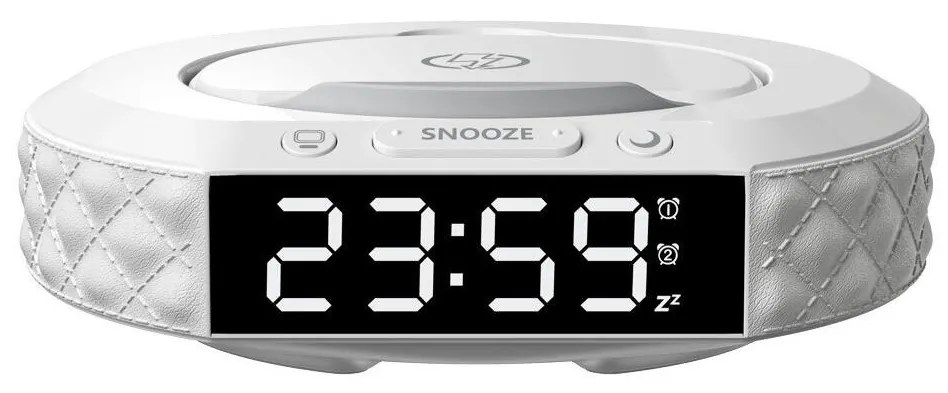 Immax 08983L - Budík s LCD displejom a bezdrôtovou Qi nabíjačkou 27W/9V biela IM1312
