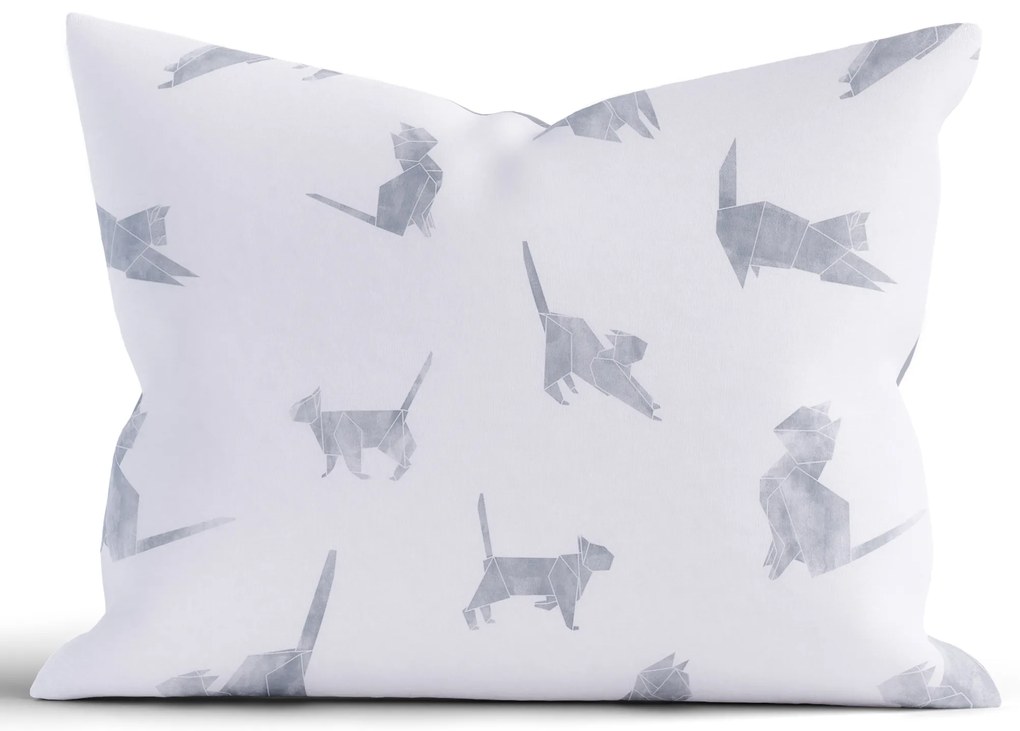 Bavlnená obliečka na vankúš Renforcé 70 × 90 cm - Mačky origami
