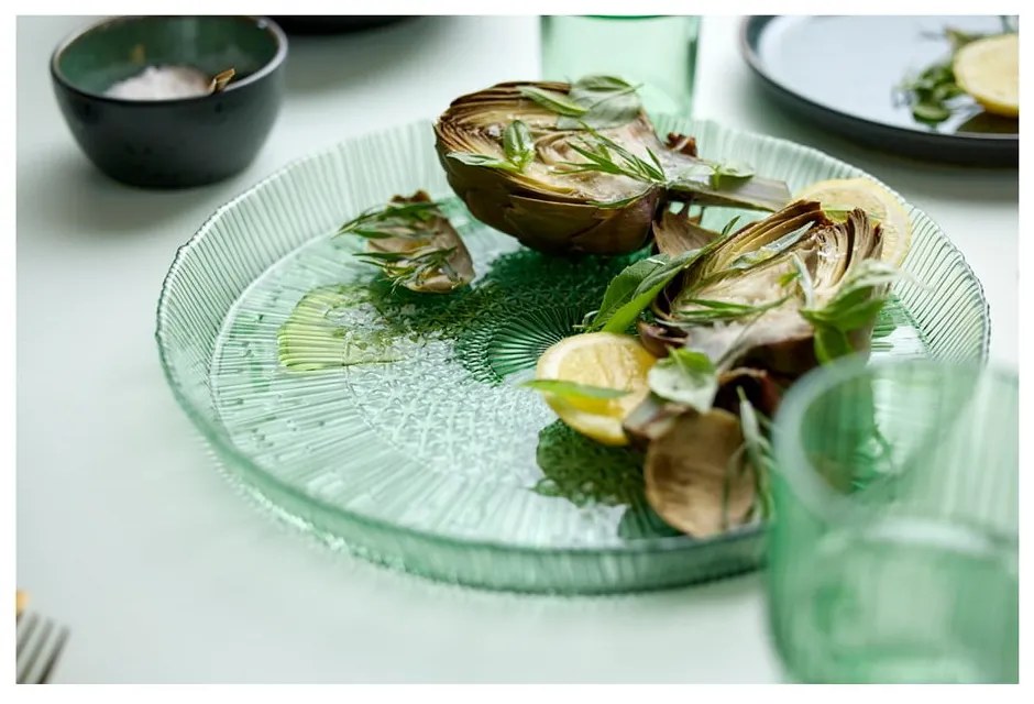 Zelený sklenený servírovací tanier ø 30 cm Kusintha – Bitz